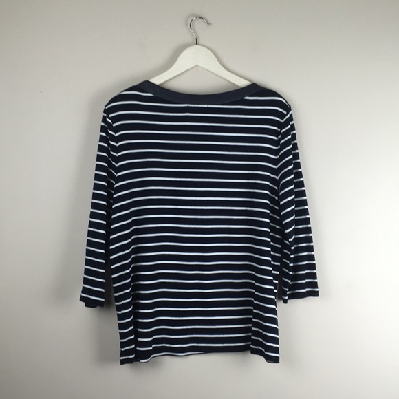 Chaps 2x plus striped mid-sleeve blouse black xxl - Picture 2 of 6